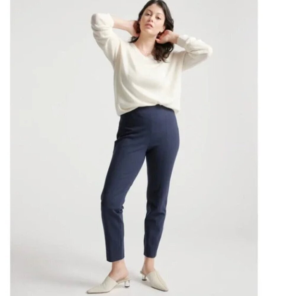 Quince Ultra-Stretch Ponte Ankle Pants in Navy womens size Large Petite